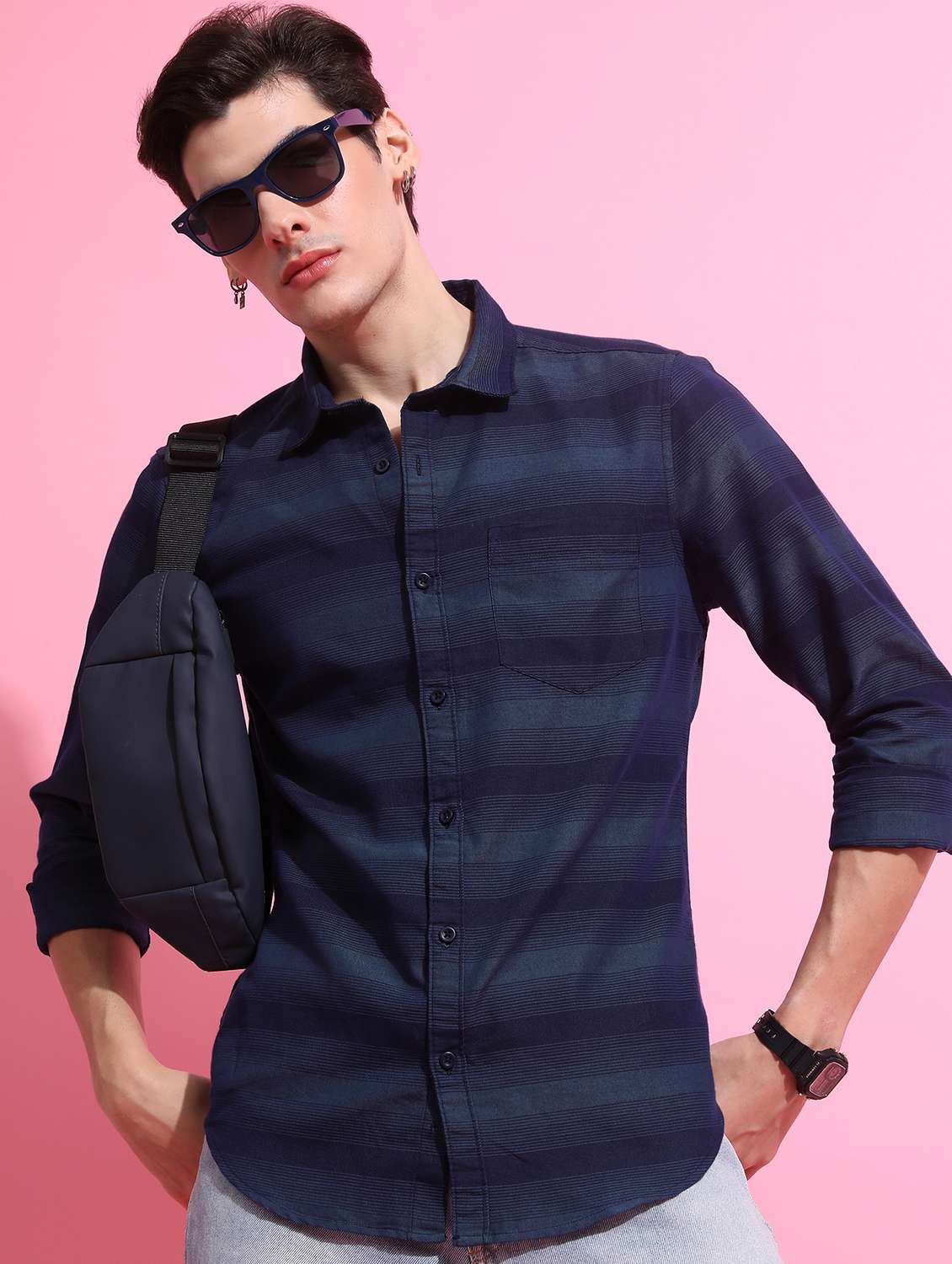 men striped casual shirt