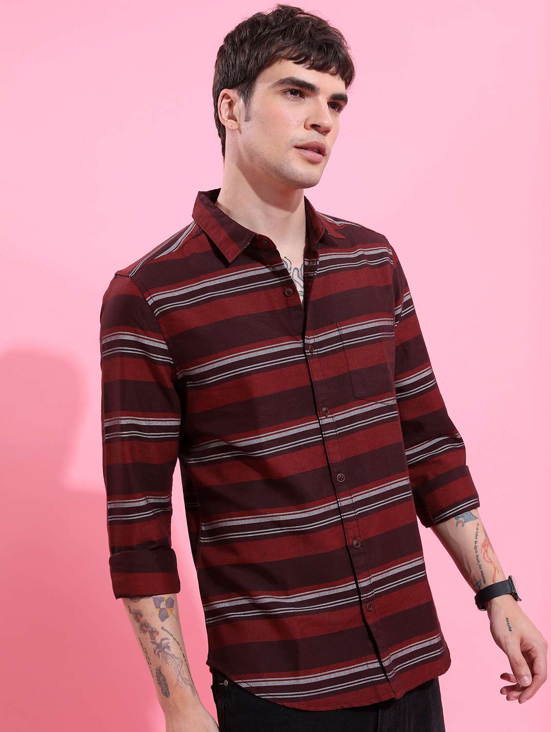 men striped casual shirt - 21488599 -  Zoom Image - 0