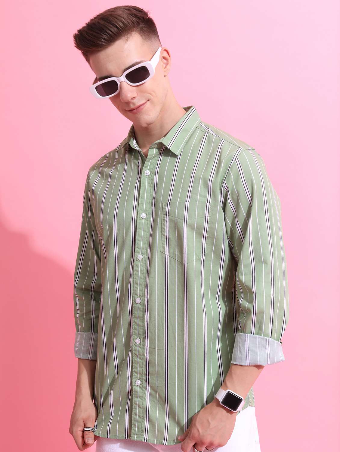 men striped casual shirt