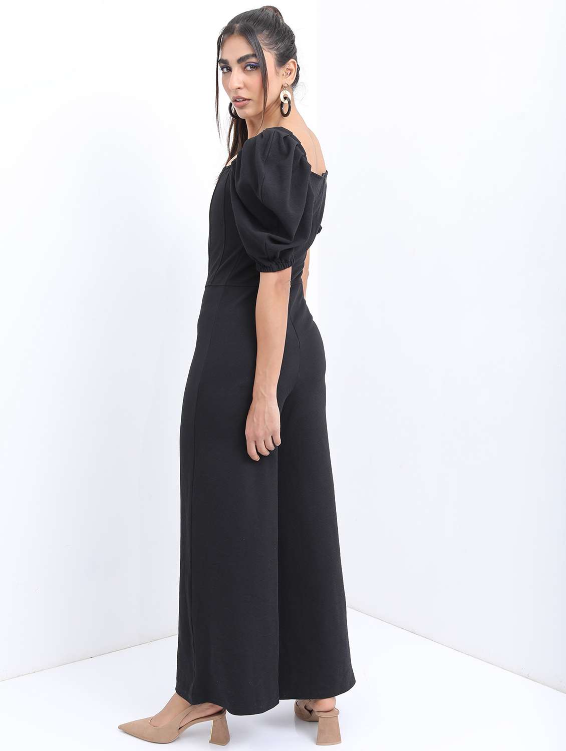 black solid full leg jumpsuit - 21488641 -  Standard Image - 3