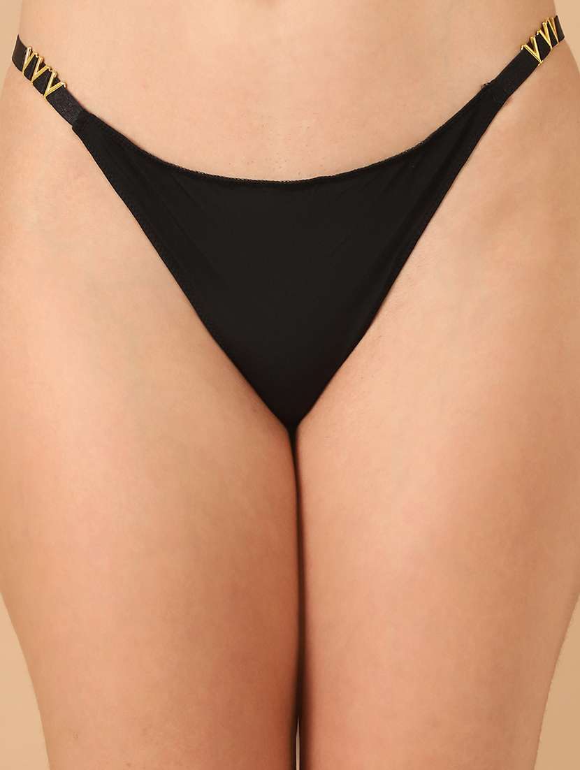 women black polyester thongs panty - 21489165 -  Standard Image - 5