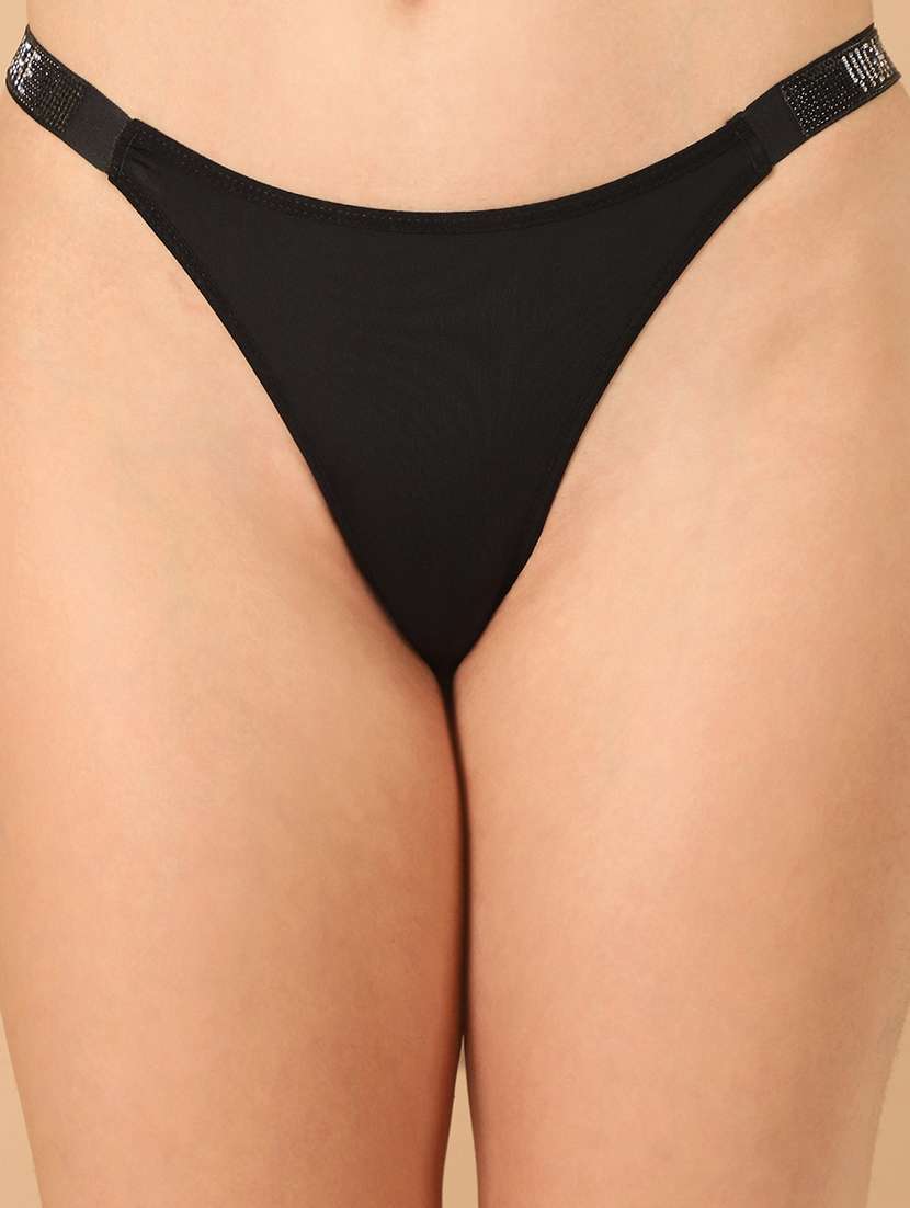 women black polyester thongs panty - 21489166 -  Standard Image - 5