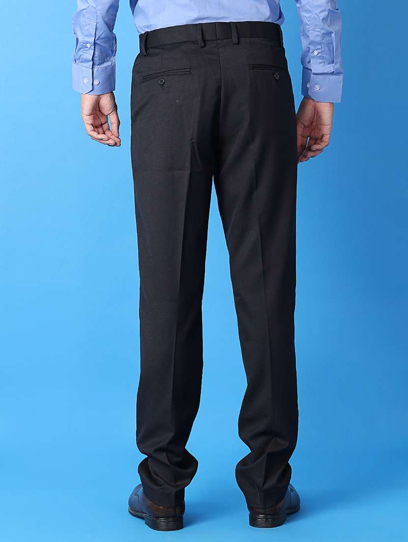 men solid flat front formal trouser - 21489279 - Standard Image - 3