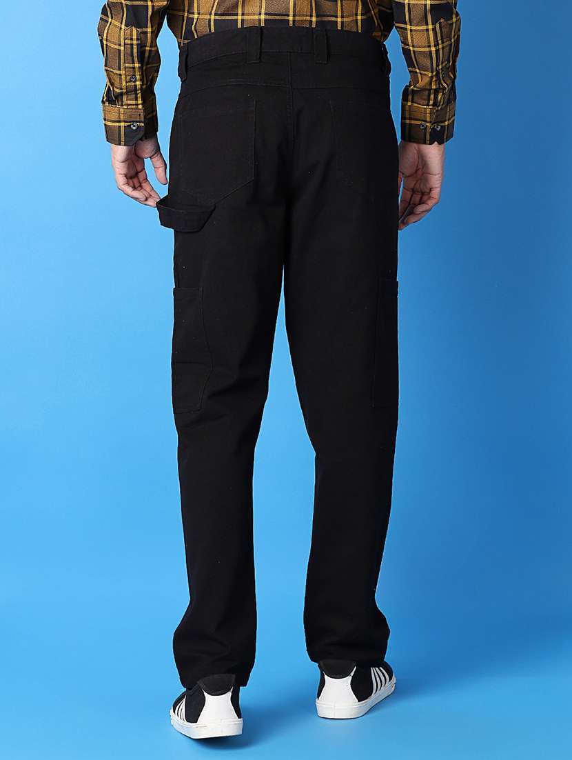 men solid regular fit chinos casual trouser - 21489306 -  Standard Image - 3