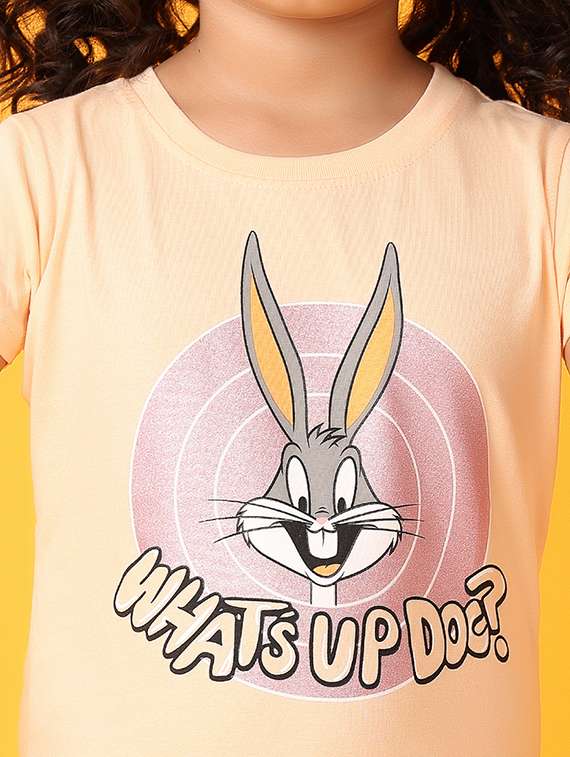 girls round neck front printed regular tee - 21489399 -  Standard Image - 5