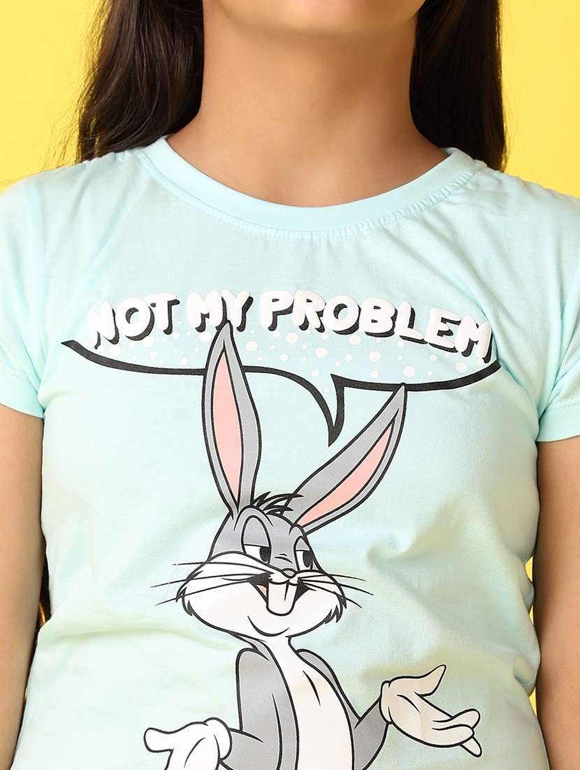 girls round neck front printed regular tee - 21489400 -  Standard Image - 5