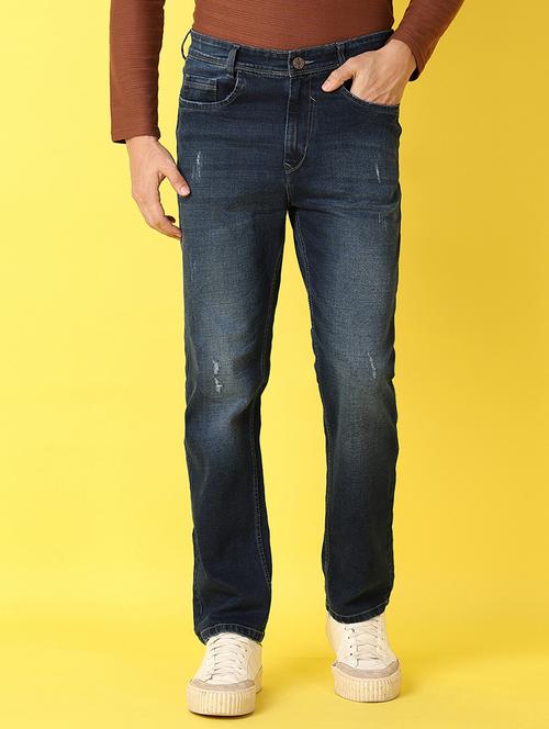 men mid rise distressed straight fit denim jeans - 21489427 -  Standard Image - 0