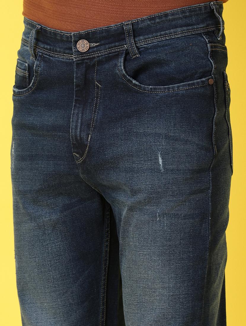 men mid rise distressed straight fit denim jeans - 21489427 - Standard Image - 5
