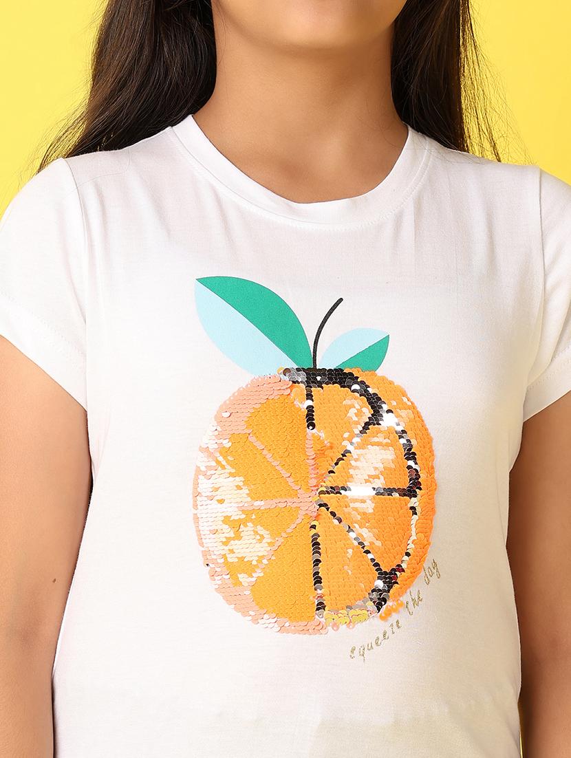 girls front printed round neck tee - 21489460 - Standard Image - 5