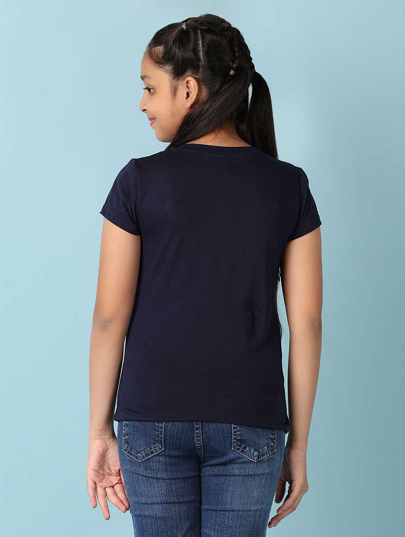 girls front printed round neck tee - 21489461 -  Standard Image - 3