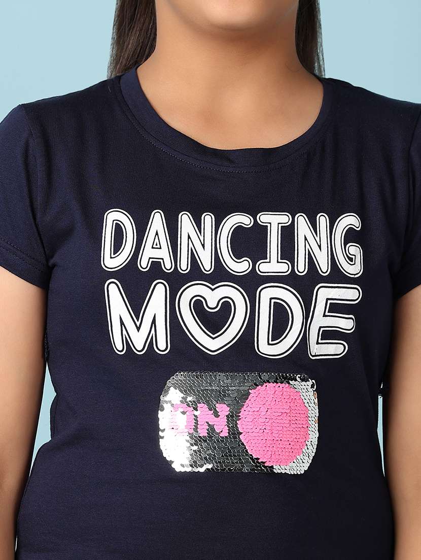 girls front printed round neck tee - 21489461 -  Standard Image - 5