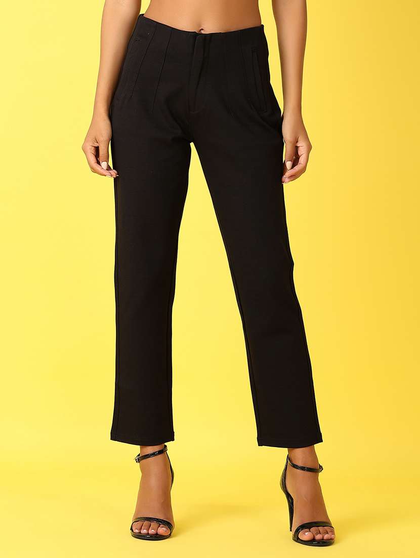 women black solid chinos trouser