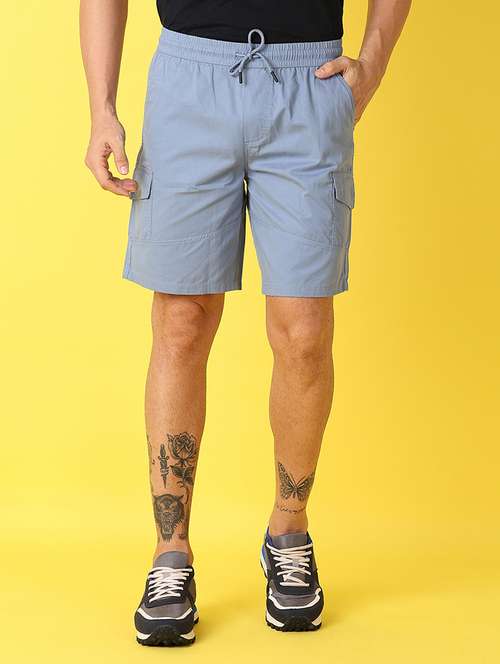men light blue solid shorts - 21489974 -  Standard Image - 0