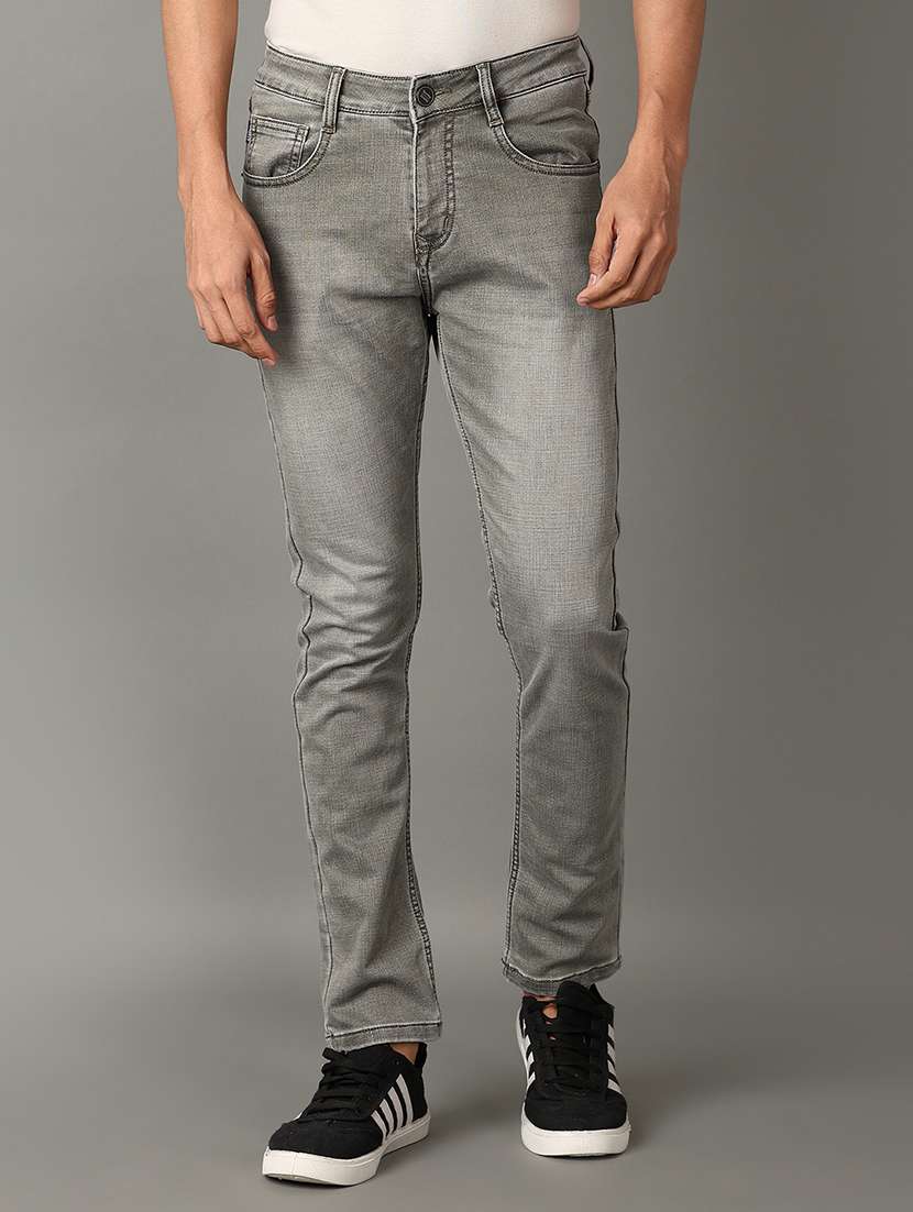 men grey plain jeans