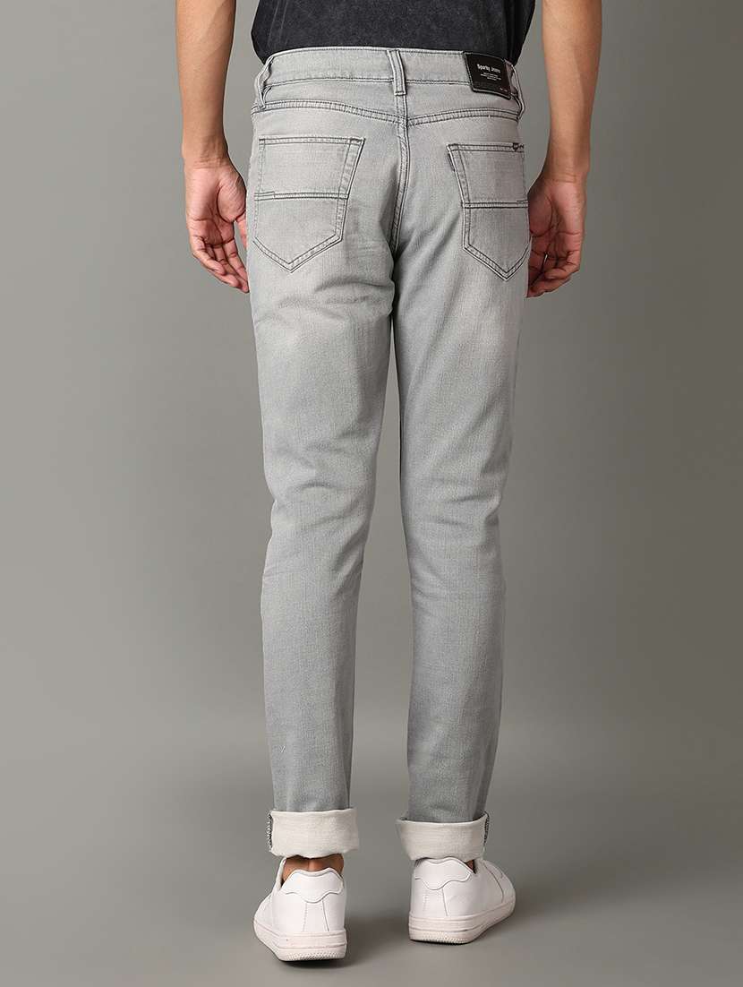 men grey plain jeans - 21490040 -  Standard Image - 3