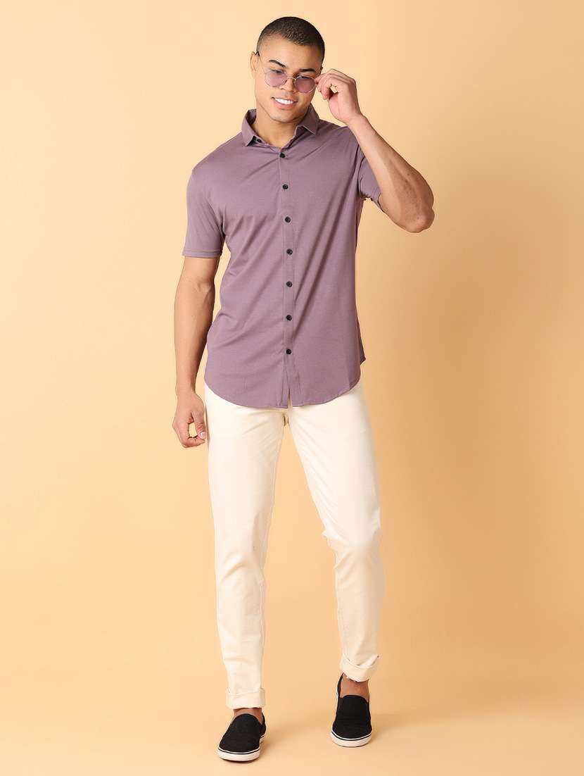 men solids short sleeves casual shirt - 21490081 -  Standard Image - 3