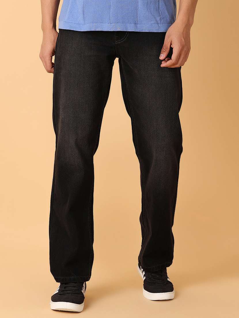 Buy online Men Black Plain Jeans from Clothing for Men by Flick By