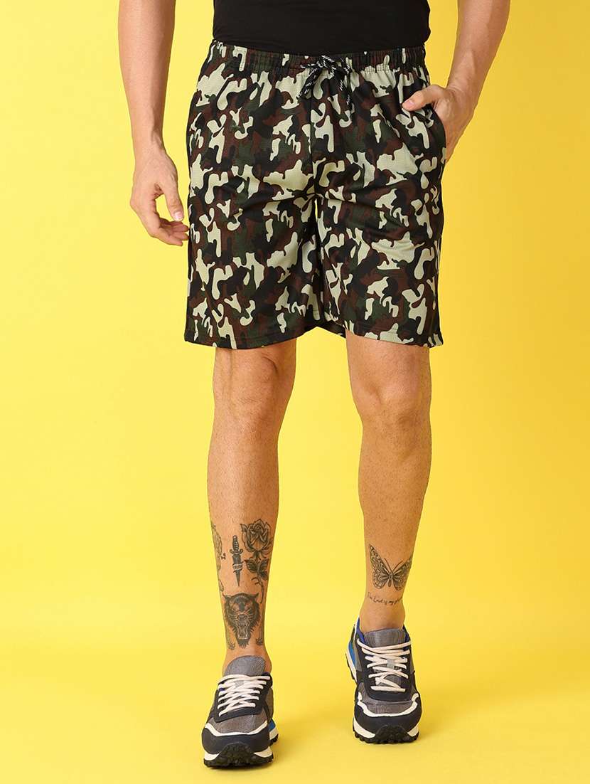 men camouflage printed shorts