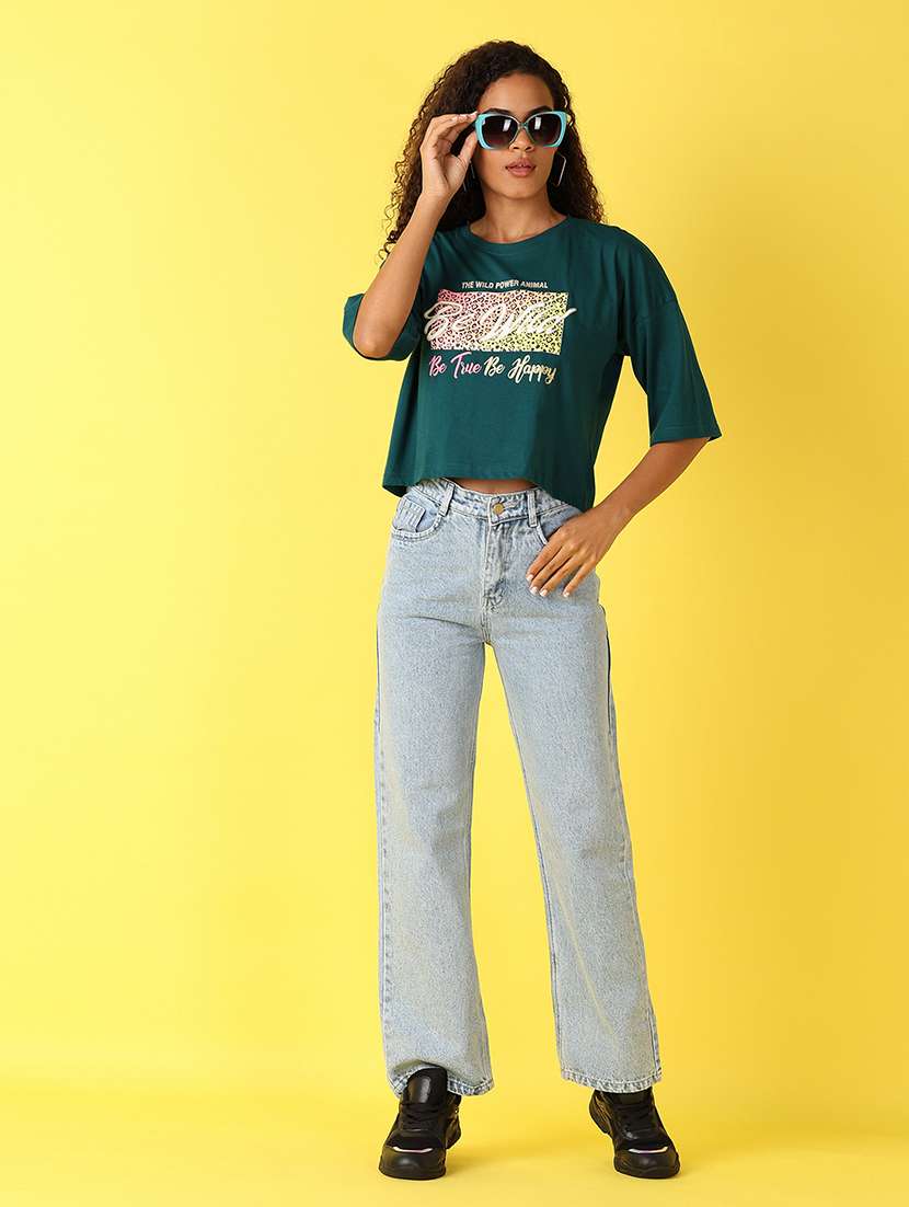 women front print short sleeves t-shirt - 21490099 -  Standard Image - 3