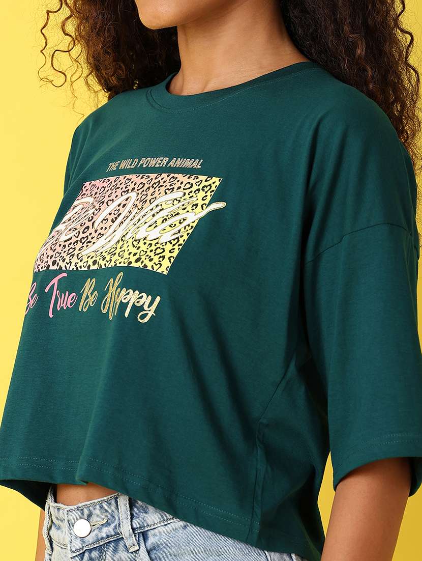 women front print short sleeves t-shirt - 21490099 -  Standard Image - 5