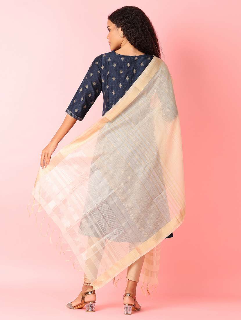 women cream striped dupatta  - 21490200 -  Standard Image - 3