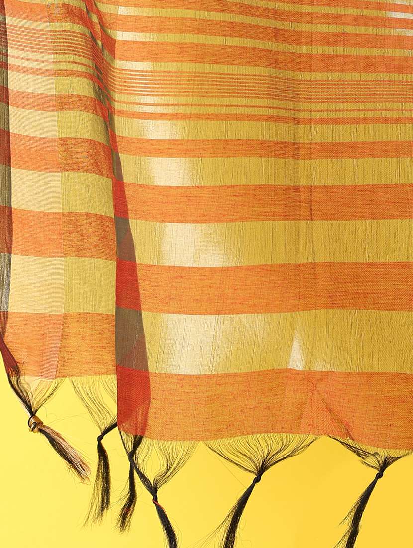 women rust striped dupatta  - 21490201 -  Standard Image - 5