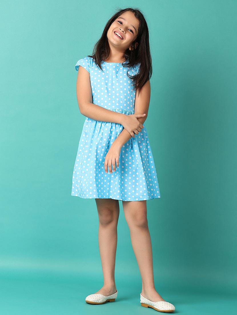 girls polka dots printed round neck frock - 21490296 - Zoom Image - 0