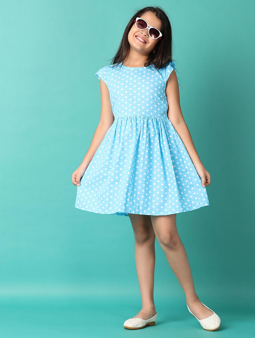 girls polka dots printed round neck frock - 21490296 - Standard Image - 3