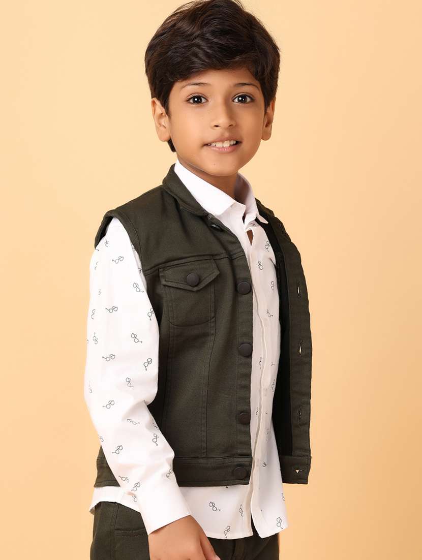 boys printed long sleeves shirt & jeans set - 21490421 -  Standard Image - 3