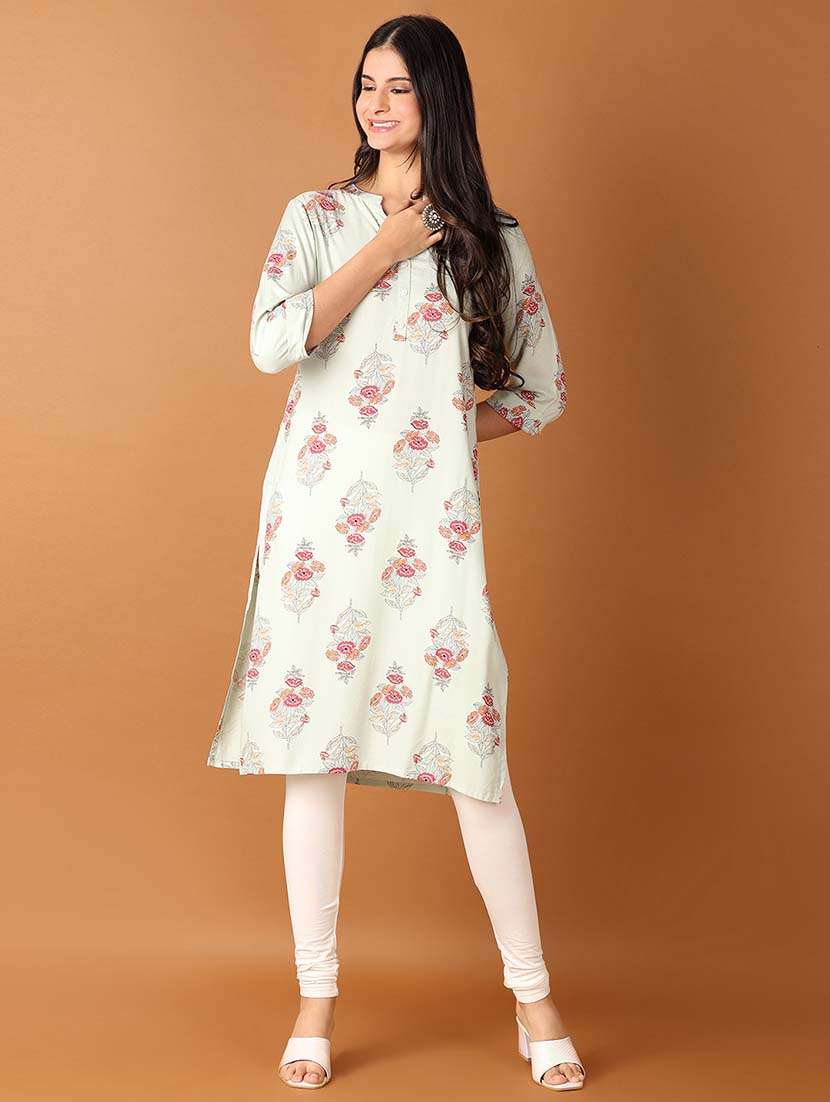 women off-white floral printed a-line kurta - 21490447 -  Standard Image - 3