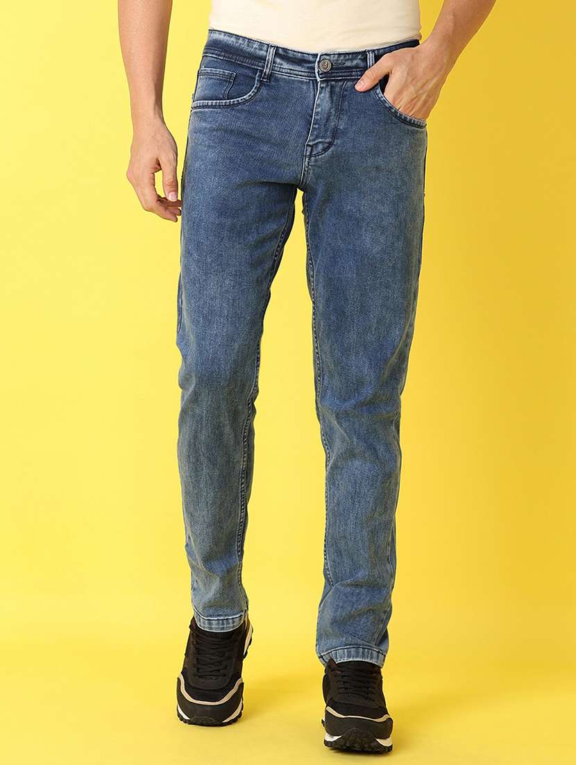 men light blue plain jean