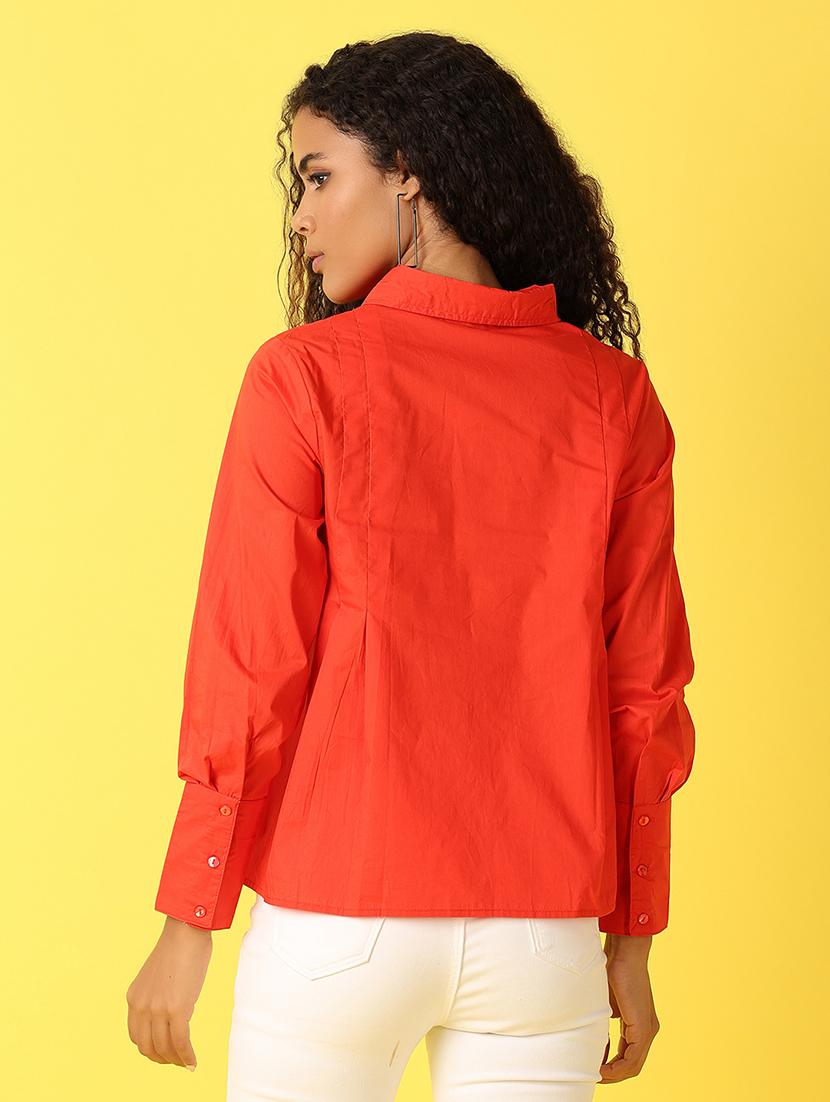 women solid collared long sleeves regular shirt - 21490509 - Standard Image - 3