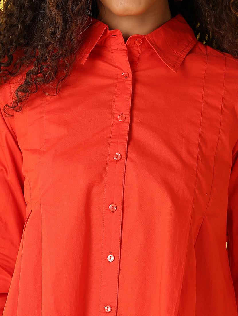 women solid collared long sleeves regular shirt - 21490509 - Standard Image - 5