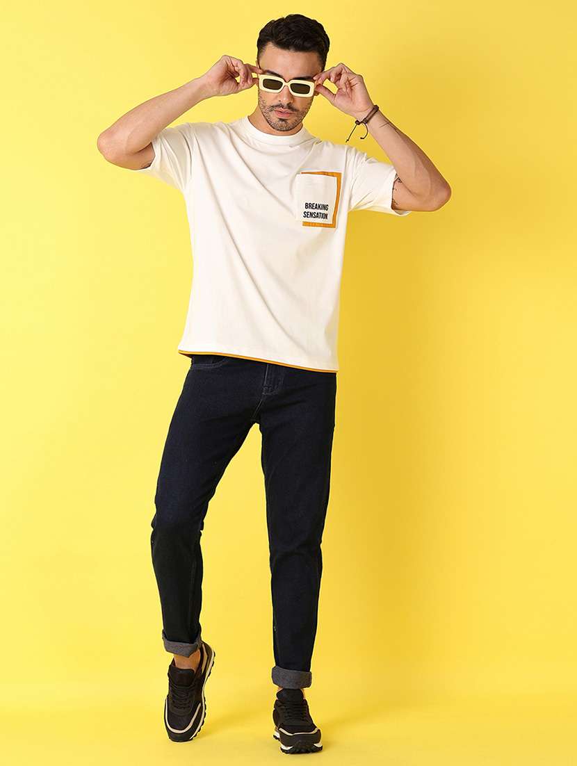 men chest print round neck t-shirts - 21490534 -  Standard Image - 3