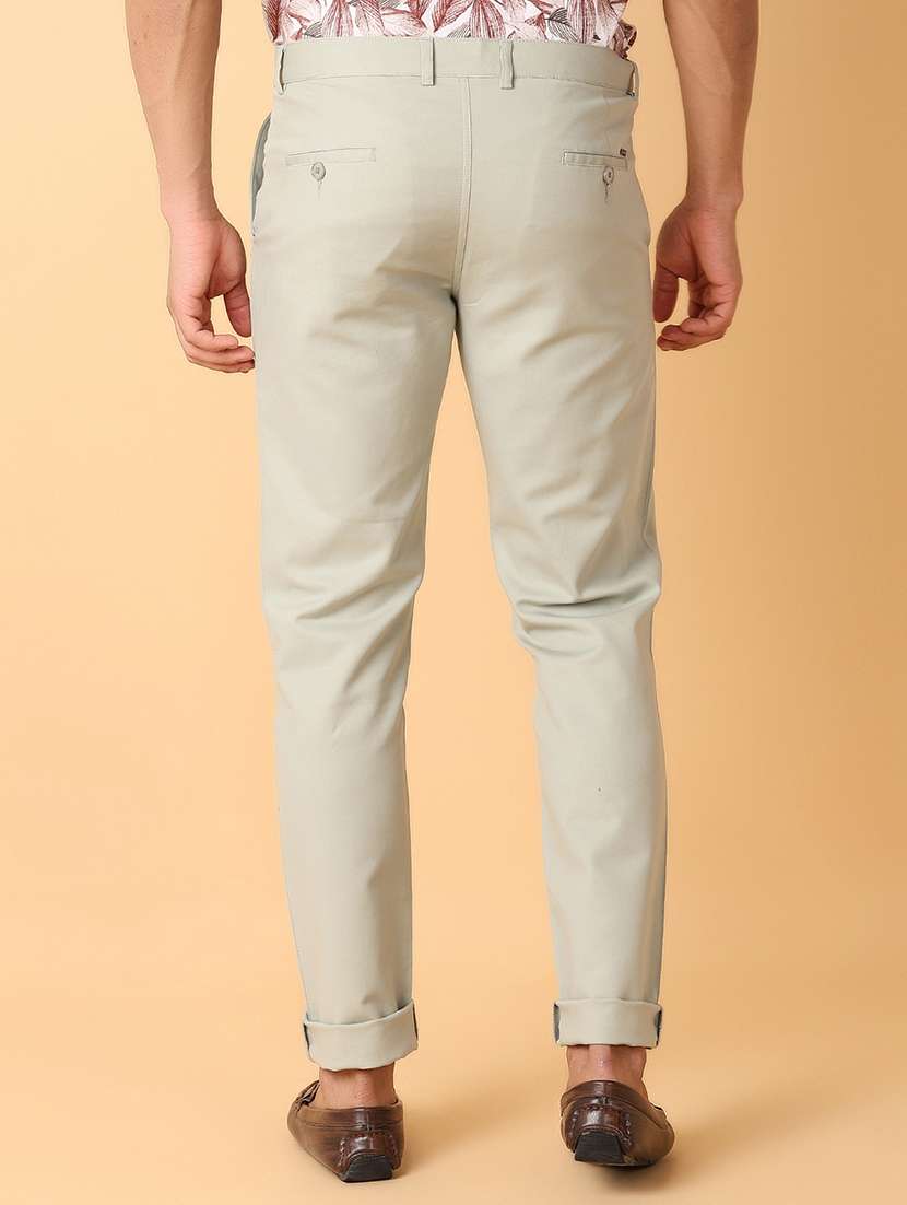 men solid flat front chinos trousers - 21490543 -  Standard Image - 3