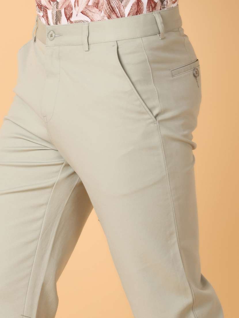 men solid flat front chinos trousers - 21490543 -  Standard Image - 5