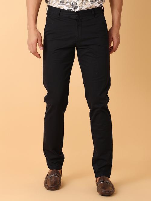 men solid flat front chinos trousers - 21490544 -  Standard Image - 0