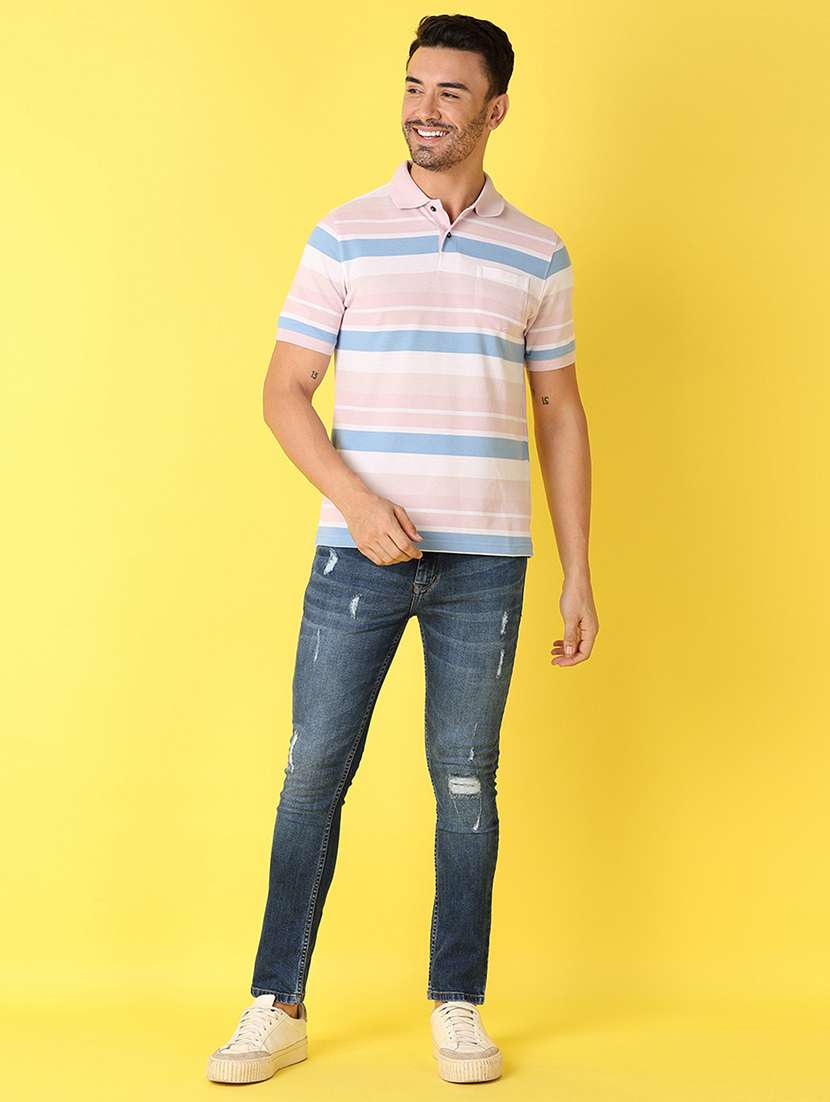 men short sleeve stripes polo t-shirt - 21490554 -  Standard Image - 3