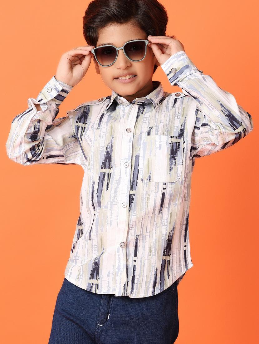 boys white cotton shirt & jeans set - 21490591 - Standard Image - 3