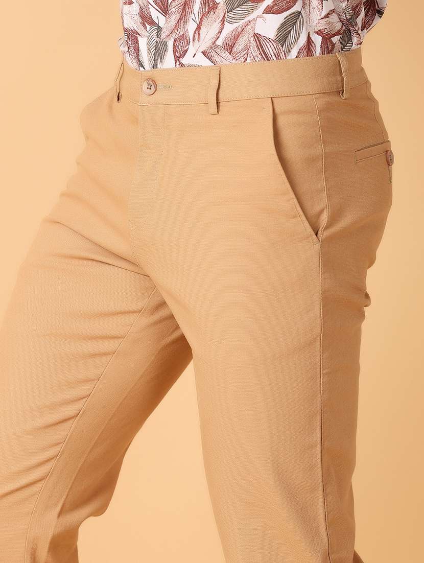 men khaki solid chinos casual trouser - 21490651 -  Standard Image - 5