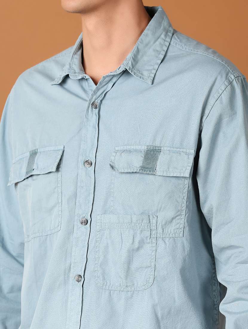 men solid collared long sleeves casual shirt - 21491025 -  Standard Image - 5