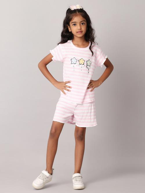 girls printed short sleeves top & shorts set - 21491037 -  Standard Image - 0