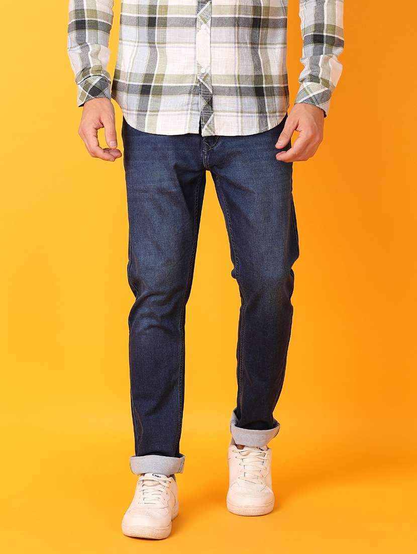 men blue cotton jeans