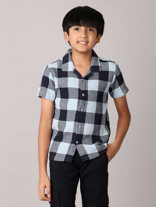 boys blue cotton shirt - 21491084 - Standard Image - 0