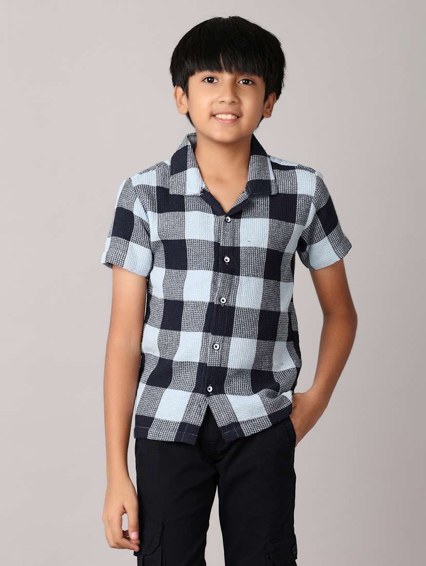 boys blue cotton shirt - 21491084 - Zoom Image - 0