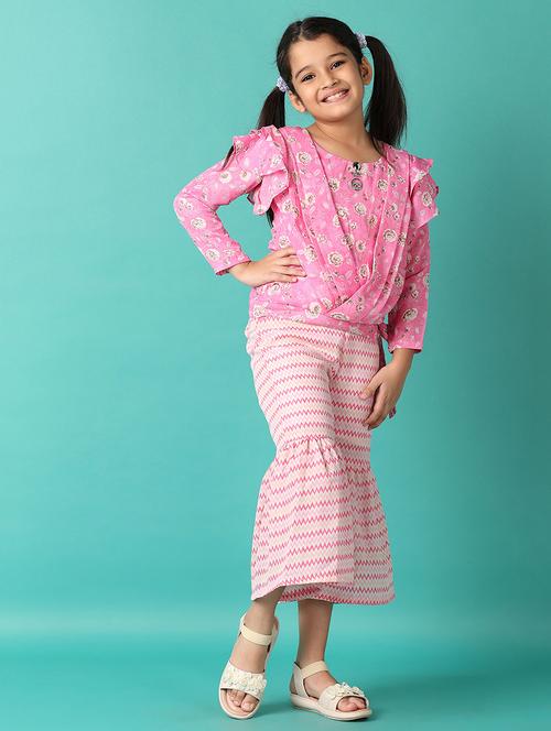 girls floral printed long sleeves twin set - 21491112 - Standard Image - 0