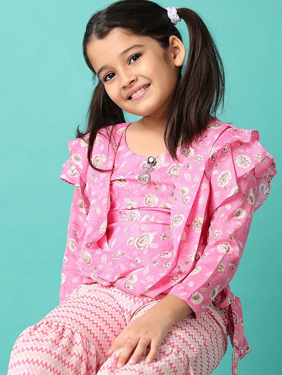 girls floral printed long sleeves twin set - 21491112 - Standard Image - 3