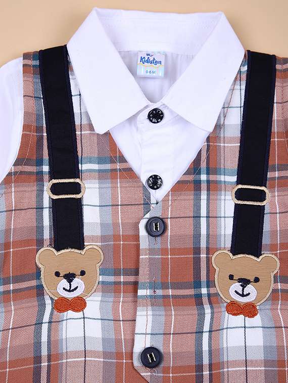 boys checkered party wear full length set - 21491136 -  Standard Image - 3