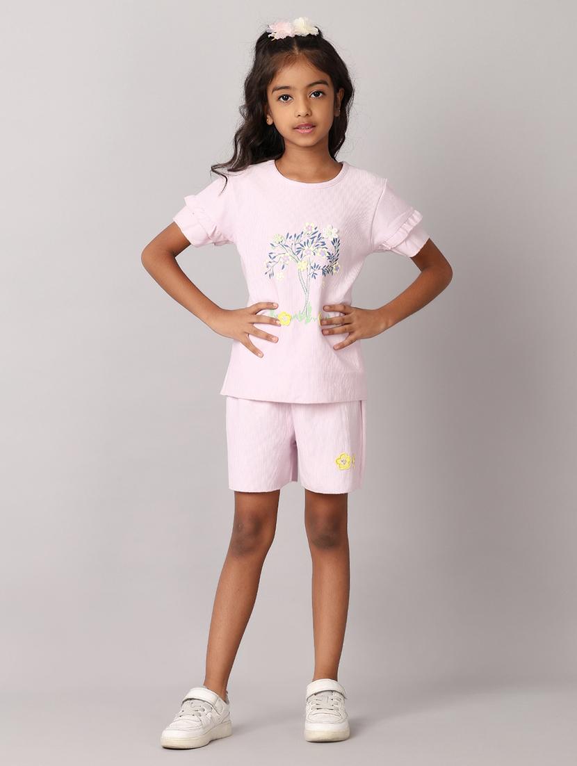girls lavender cotton shorts set - 21491191 - Zoom Image - 0