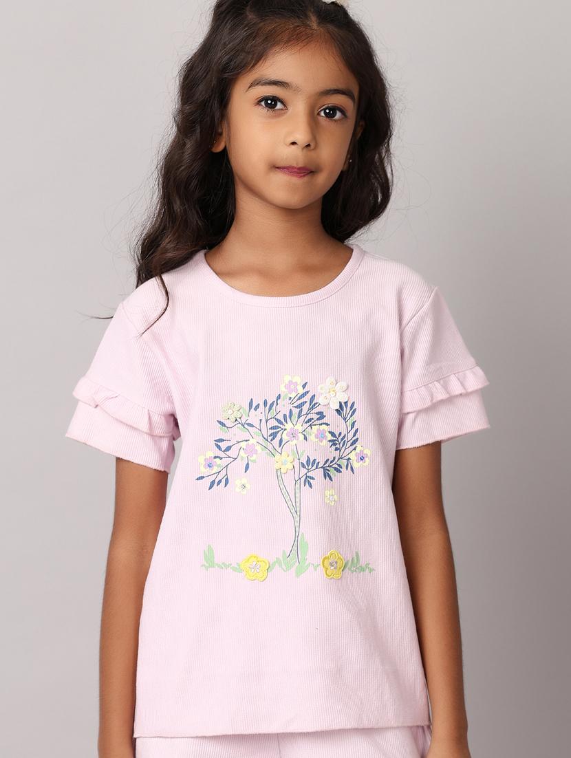 girls lavender cotton shorts set - 21491191 - Standard Image - 3